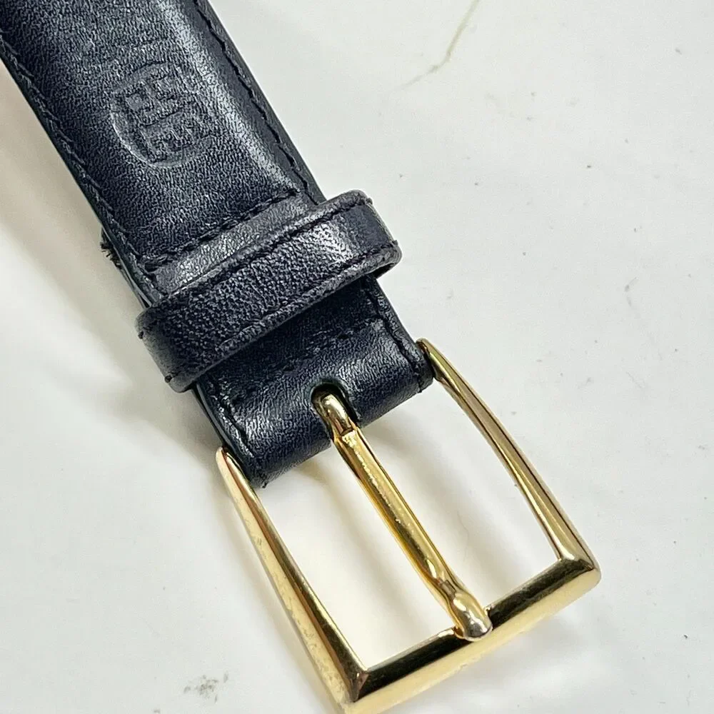 Mens Navy Blue Italian Leather Belt Size 38 40 M L Torreblanca Brass Buckle